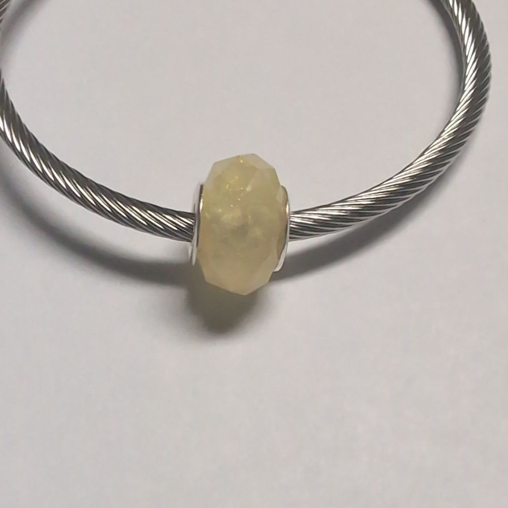 Yellow Glittery Charmโfor Pandoraโ Style Bracelet